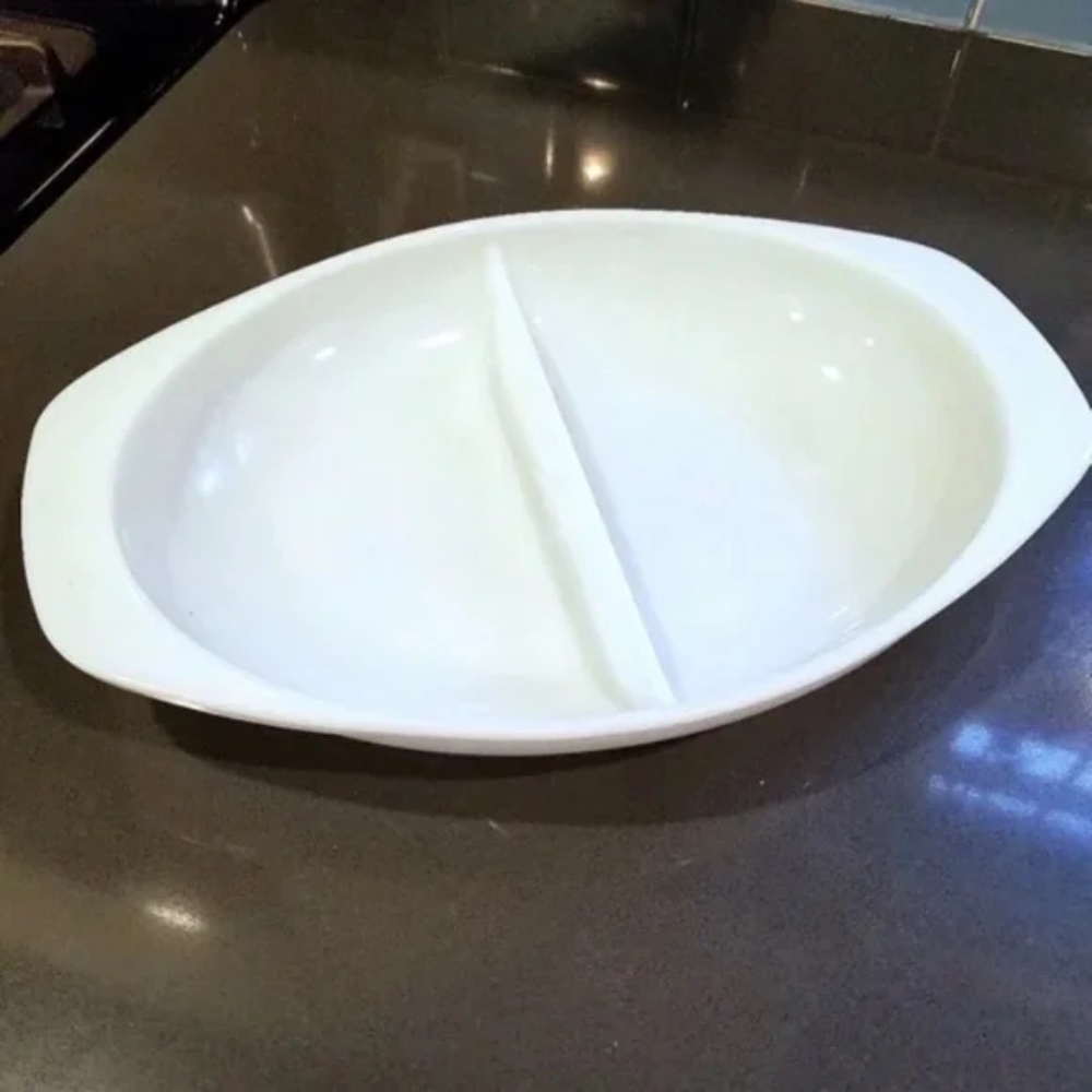 Pyrex Milkglass 13 in Divided Bowl or Dish 1063